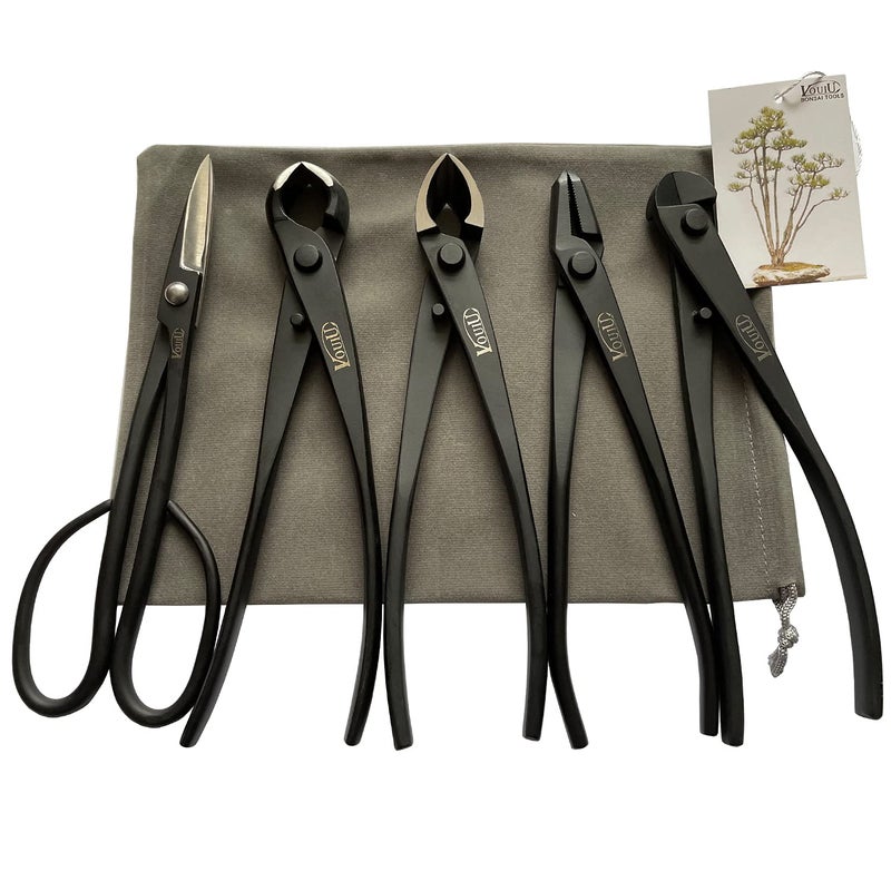 VOUIU 5-Piece Bonsai Tool Set,Knob Cutter,Concave Cutter,Wire Cutter,Jin Pliers,Bonsai Scissors - Image 1